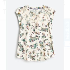 Danielle rainn, size L cream blouse with crochet design vneck button